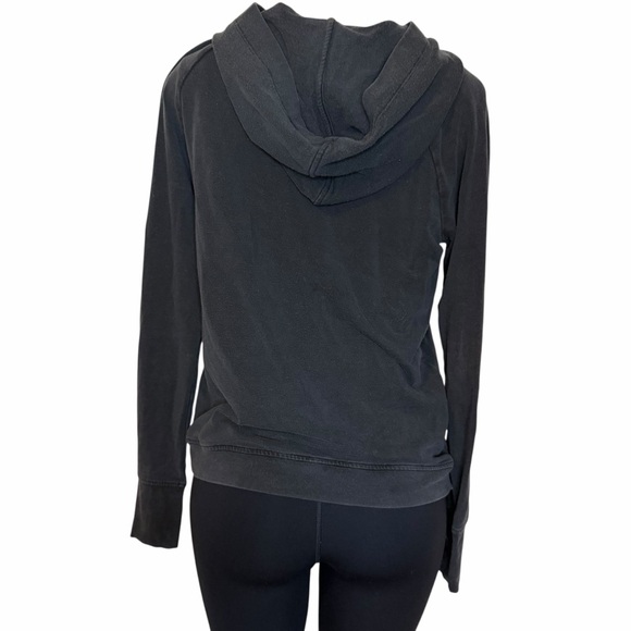 Athleta Pullover tencel modal washed Black Hoodie tulip crossover sweatshirt S - Picture 2 of 5